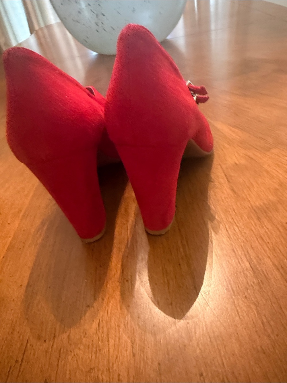 Gianni Bini Red Suede Double-Strap Mary Jane Heels - Picture 3 of 4